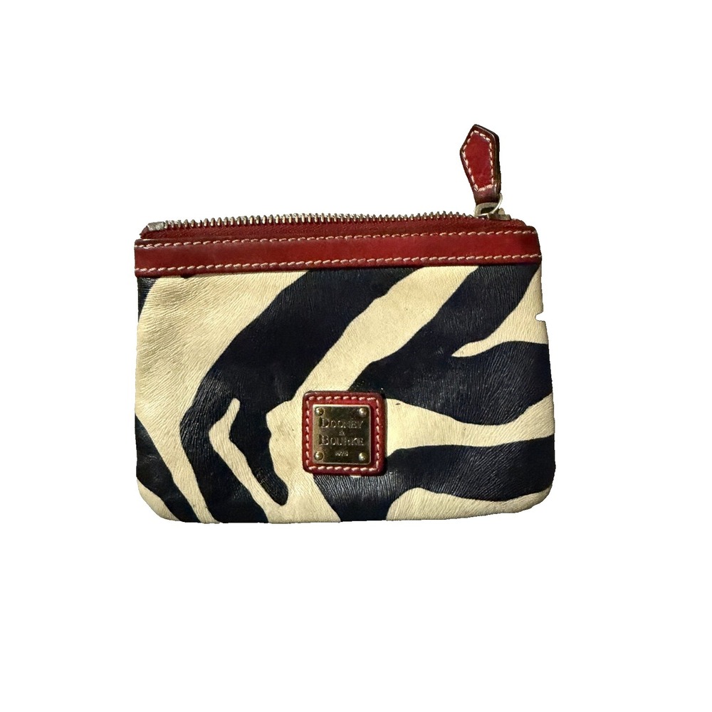 Dooney‎ & Bourke Red White Black Zebra Print Zippered Wallet